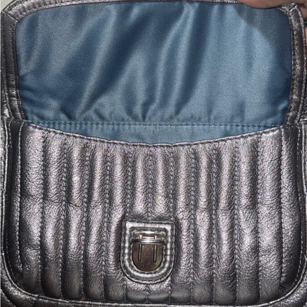 Coach Silver Platinum Quilted Leather Purse Shopper Tote Shoulder Bag EUC - Picture 13 of 15